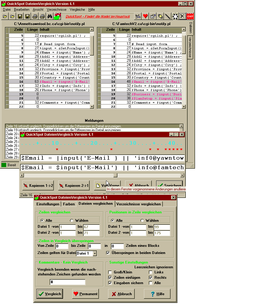 QuickSpot Dateien Vergleichsprogramm